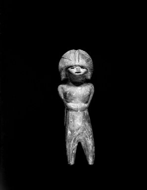 Valdivia. <em>Female Figurine</em>, ca. 2000 B.C.E. Burnished ceramic, 3 3/8 x 1 1/16 x 5/8in. (8.6 x 2.7 x 1.6cm). Brooklyn Museum, Bequest of Mrs. Carl L. Selden, 1996.116.1. Creative Commons-BY (Photo: Brooklyn Museum, 1996.116.1_bw.jpg)