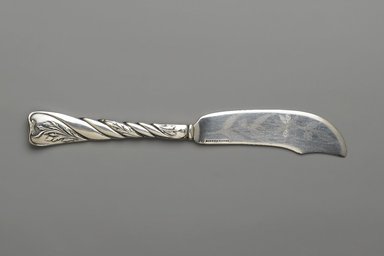Reed & Barton (American, 1840-present). <em>Butter Knife, Le Louvre Pattern</em>, Patented July 31, 1888. Silverplate
, 6 15/16 x 1 x 1/4 in. (17.6 x 2.54 x 0.55 cm). Brooklyn Museum, Gift of Joseph V. Garry, 1996.136. Creative Commons-BY (Photo: Brooklyn Museum, 1996.136_PS2.jpg)