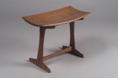 Jere Osgood. <em>Stool</em>, 1966. Tiger maple, 15 3/4 x 20 5/8 x 11 in. (40 x 52.4 x 27.9 cm). Brooklyn Museum, Bequest of Mrs. Carl L. Selden, 1996.142.41. Creative Commons-BY (Photo: Brooklyn Museum, 1996.142.41.jpg)