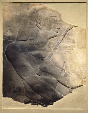 Egyptian. <em>Raised Relief of Montuemhat(?)</em>, ca. 670–650 B.C.E. Limestone, 14 15/16 x 12 in. (38 x 30.5 cm). Brooklyn Museum, Bequest of Mrs. Carl L. Selden, 1996.146.3. Creative Commons-BY (Photo: Brooklyn Museum, 1996.146.3_SL1.jpg)