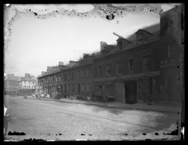 Daniel Berry Austin (American, born 1863, active 1899–1909). <em>Corner of Watts and Hudson Streets, New York</em>, April 6, 1902. Gelatin silver glass dry plate negative Brooklyn Museum, Brooklyn Museum/Brooklyn Public Library, Brooklyn Collection, 1996.164.1-1085 (Photo: , 1996.164.1-1085_glass_bw_SL4.jpg)