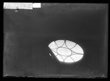Daniel Berry Austin (American, born 1863, active 1899–1909). <em>Birdsall House, Interior, Stairway Window, Flatbush, Brooklyn</em>, 1906. Gelatin silver glass dry plate negative Brooklyn Museum, Brooklyn Museum/Brooklyn Public Library, Brooklyn Collection, 1996.164.1-849 (Photo: , 1996.164.1-849_glass_bw_SL4.jpg)