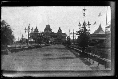 George Bradford Brainerd (American, 1845–1887). <em>Entrance to Iron Pier, Coney Island, NY</em>, ca. 1885. Gelatin dry glass plate negative, 2 1/16 x 3 3/16 in. (5.2 x 8.1 cm). Brooklyn Museum, Brooklyn Museum/Brooklyn Public Library, Brooklyn Collection, 1996.164.2-2113 (Photo: Brooklyn Museum, 1996.164.2-2113_glass_bw_SL1.jpg)