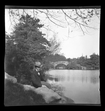 Raoul Froger-Doudement (American, born France, active 1890s-1900s). <em>Man at Lakeside</em>, ca. 1900. Glass plate negative Brooklyn Museum, Brooklyn Museum/Brooklyn Public Library, Brooklyn Collection, 1996.164.3-136 (Photo: , 1996.164.3-136_bw_SL4.jpg)