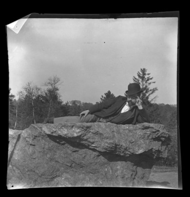 Raoul Froger-Doudement (American, born France, active 1890s-1900s). <em>Man in Rock</em>, ca. 1900. Glass plate negative Brooklyn Museum, Brooklyn Museum/Brooklyn Public Library, Brooklyn Collection, 1996.164.3-141 (Photo: , 1996.164.3-141_bw_SL4.jpg)