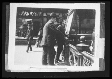 Raoul Froger-Doudement (American, born France, active 1890s–1900s). <em>Men Studying Signboard</em>, ca. 1900. Glass plate negative Brooklyn Museum, Brooklyn Museum/Brooklyn Public Library, Brooklyn Collection, 1996.164.3-19 (Photo: , 1996.164.3-19_bw_SL4.jpg)