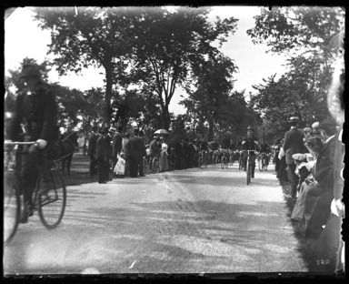 Edgar S. Thomson (American, active 1890s-1900s). <em>Opening of Coney Island Cycle Path</em>, June 27, 1896. Gelatin silver glass dry plate negative Brooklyn Museum, Brooklyn Museum/Brooklyn Public Library, Brooklyn Collection, 1996.164.7-52 (Photo: , 1996.164.7-52_glass_bw_SL4.jpg)