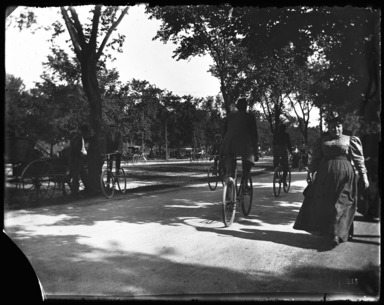 Edgar S. Thomson (American, active 1890s-1900s). <em>Opening of Coney Island Cycle Path</em>, 1896. Gelatin silver glass dry plate negative Brooklyn Museum, Brooklyn Museum/Brooklyn Public Library, Brooklyn Collection, 1996.164.7-54 (Photo: , 1996.164.7-54_glass_bw_SL4.jpg)