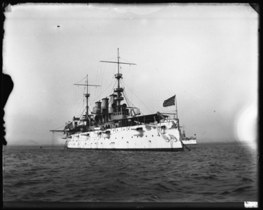 Edgar S. Thomson (American, active 1890s-1900s). <em>Cruiser Brooklyn After the Return from the Spanish-American War</em>, 1898. Gelatin silver glass dry plate negative Brooklyn Museum, Brooklyn Museum/Brooklyn Public Library, Brooklyn Collection, 1996.164.7-80 (Photo: , 1996.164.7-80_glass_bw_SL4.jpg)