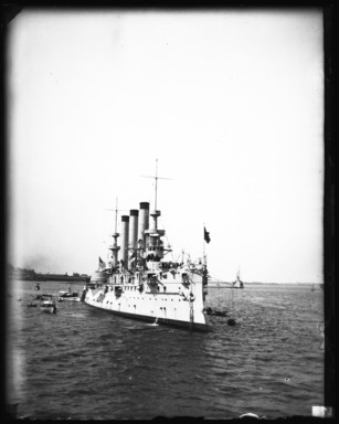 Edgar S. Thomson (American, active 1890s-1900s). <em>Cruiser Brooklyn After Return from the Spanish-American War</em>, 1898. Gelatin silver glass dry plate negative Brooklyn Museum, Brooklyn Museum/Brooklyn Public Library, Brooklyn Collection, 1996.164.7-81 (Photo: , 1996.164.7-81_glass_bw_SL4.jpg)