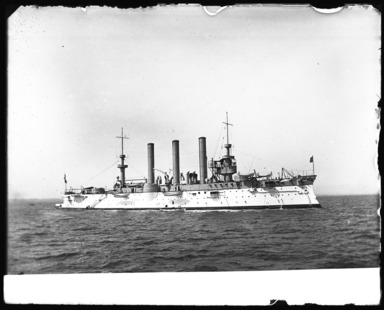 Edgar S. Thomson (American, active 1890s-1900s). <em>Cruiser Brooklyn After Return from the Spanish-American War</em>, 1898. Gelatin silver glass dry plate negative Brooklyn Museum, Brooklyn Museum/Brooklyn Public Library, Brooklyn Collection, 1996.164.7-82 (Photo: , 1996.164.7-82_glass_bw_SL4.jpg)