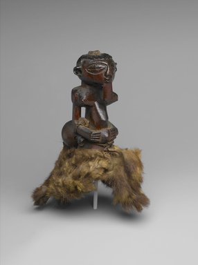 Zimba. <em>Divination Torso Figure (Nkishi)</em>, 19th century. Wood, fur, cord, horn, gourd, metal, palm oil, 7 3/4 x 4 x 5 1/2 in. ( 19.7 x 10.2 x14.0 cm). Brooklyn Museum, Gift of The Roebling Society in memory of Sylvia Williams, 1996.21. Creative Commons-BY (Photo: Brooklyn Museum, 1996.21_threequarter_PS2.jpg)