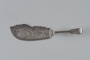 F. R. Bard & Company. <em>Fish Slice</em>, second half 19th century. Silver, 1 5/8 x 12 1/2 x 2 7/8 in. (4.1 x 31.8 x 7.3 cm). Brooklyn Museum, Gift of Mrs. John H. Livingston, 1996.37.11. Creative Commons-BY (Photo: Brooklyn Museum, 1996.37.11.jpg)