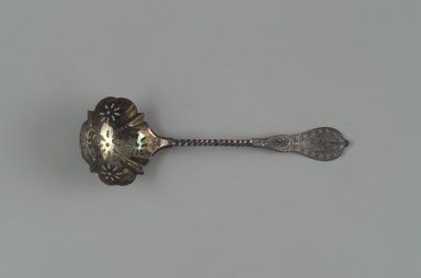 Albert Coles & Company (1836-1880). <em>Sugar Ladle/Sifter</em>, ca. 1865. Silver, 1 5/8 x 10 1/2 x 2 1/8 in. (4.1 x 26.7 x 5.4 cm). Brooklyn Museum, Gift of Mrs. John H. Livingston, 1996.37.19. Creative Commons-BY (Photo: Brooklyn Museum, 1996.37.19.jpg)