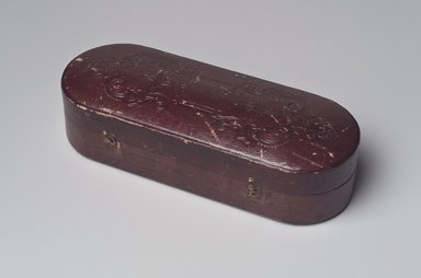 James McMurray, Brooklyn. <em>Presentation Box</em>, ca. 1865. Leather, satin, velvet, metal hardware, other materials, 2 1/4 x 8 1/8 x 3 3/8 in. (5.7 x 20.6 x 8.6 cm). Brooklyn Museum, Gift of Mrs. John H. Livingston, 1996.37.20. Creative Commons-BY (Photo: Brooklyn Museum, 1996.37.20.jpg)