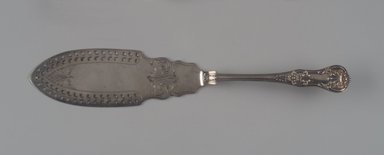  <em>Fish Slice</em>, 2nd half 19th century. Silverplate, 1 x 12 1/2 x 2 3/8 in. (2.5 x 31.8 x 6 cm). Brooklyn Museum, Gift of Mrs. John H. Livingston, 1996.37.24. Creative Commons-BY (Photo: Brooklyn Museum, 1996.37.24.jpg)