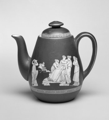  <em>Teapot and Lid</em>, ca. 1860. Ceramic, 6 1/4 x 7 x 4 1/2 in. (15.8 x 17.8 x 11.4 cm). Brooklyn Museum, Gift of Mrs. William Liberman, 1996.85.10a-b. Creative Commons-BY (Photo: Brooklyn Museum, 1996.85.10a-b_bw.jpg)