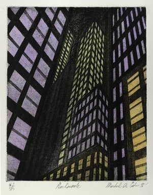 Michael di Cerbo (American, born 1947). <em>Nocturnal</em>, 1996. Hand colored etching, Sheet: 19 3/4 x 13 3/4 in. (50.1 x 35 cm). Brooklyn Museum, Gift of the artist, 1996.95.3. © artist or artist's estate (Photo: Brooklyn Museum, 1996.95.3_PS4.jpg)