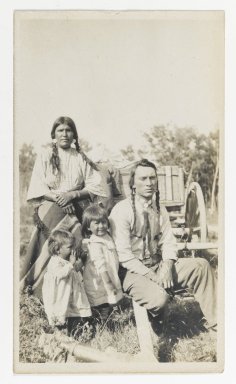 Unknown. <em>[Untitled] (Family Group of Man, Woman, and Two Girls)</em>, ca. 1900. Gelatin silver print, 5 1/4 x 3 1/8 in. (13.3 x 8.9 cm). Brooklyn Museum, Gift of Sasha Nyary and Family, 1997.163.12 (Photo: Brooklyn Museum, 1997.163.12_PS2.jpg)