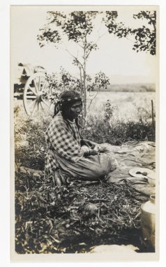 Unknown. <em>[Untitled] (Seated Woman)</em>, ca. 1900. Gelatin silver print, 5 1/4 x 3 1/8 in. (13.3 x 8.0 cm). Brooklyn Museum, Gift of Sasha Nyary and Family, 1997.163.20 (Photo: Brooklyn Museum, 1997.163.20_PS2.jpg)