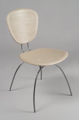 Chris Lehrecke. <em>Chair, No. 1</em>, 1997. Finland plywood, blackened steel, 32 1/8 x 18 1/8 x 22 7/8 in. (81.6 x 46 x 58.1 cm). Brooklyn Museum, Gift of Chris Lehrecke, 1997.187.2. Creative Commons-BY (Photo: Brooklyn Museum, 1997.187.2.jpg)