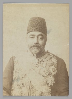  <em>Portrait of Prime Minister Sadr a'zam Amin al-Soltan in Uniform,  One of 274 Vintage Photographs</em>, late 19th–early 20th century. Albumen silver photograph, 5 1/2 x 3 15/16 in.  (14.0 x 10.0 cm). Brooklyn Museum, Purchase gift of Leona Soudavar in memory of Ahmad Soudavar, 1997.3.119 (Photo: Brooklyn Museum, 1997.3.119_IMLS_PS3.jpg)