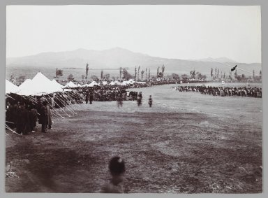  <em>Horserace in Bagh-e-Shah,  One of 274 Vintage Photographs</em>, late 19th–early 20th century. Gelatin silver printing out paper, 4 5/8 x 6 5/16 in.  (11.7 x 16.0 cm). Brooklyn Museum, Purchase gift of Leona Soudavar in memory of Ahmad Soudavar, 1997.3.144 (Photo: Brooklyn Museum, 1997.3.144_IMLS_PS3.jpg)