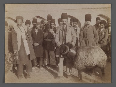  <em>Ram Fight,  One of 274 Vintage Photographs</em>, late 19th-early 20th century. Albumen silver photograph, 6 1/8 x 8 1/8 in.  (15.6 x 20.7 cm). Brooklyn Museum, Purchase gift of Leona Soudavar in memory of Ahmad Soudavar, 1997.3.185 (Photo: Brooklyn Museum, 1997.3.185_IMLS_PS3.jpg)