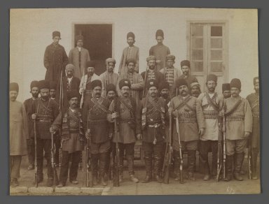  <em>A Group of Soldiers, One of 274 Vintage Photographs</em>, late 19th–early 20th century. Albumen silver photograph, 6 1/8 x 8 1/8 in.  (15.6 x 20.6 cm). Brooklyn Museum, Purchase gift of Leona Soudavar in memory of Ahmad Soudavar, 1997.3.229 (Photo: Brooklyn Museum, 1997.3.229_IMLS_PS3.jpg)