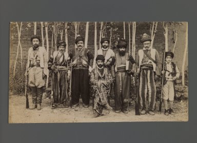  <em>Kurdish Soldiers, One of 274 Vintage Photographs</em>, late 19th–early 20th century. Albumen silver photograph, 4 7/8 x 8 9 /16 in.  (12.4 x 21.7 cm). Brooklyn Museum, Purchase gift of Leona Soudavar in memory of Ahmad Soudavar, 1997.3.230 (Photo: Brooklyn Museum, 1997.3.230_IMLS_PS3.jpg)