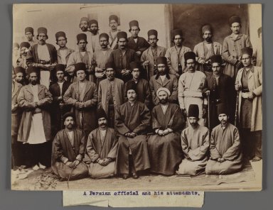  <em>A Persian Official and his Attendants,  One of 274 Vintage Photographs</em>, late 19th-early 20th century. Gelatin silver printing out paper, 6 3/4 x 9 in.  (17.1 x 22.9 cm). Brooklyn Museum, Purchase gift of Leona Soudavar in memory of Ahmad Soudavar, 1997.3.236 (Photo: Brooklyn Museum, 1997.3.236_IMLS_PS3.jpg)
