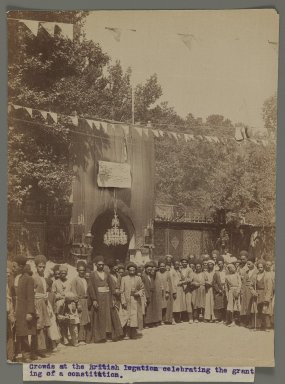  <em>A Crowd of Men Gathered to Celebrate the Granting of a Constitution II,  One of 274 Vintage Photographs</em>, late 19th–early 20th century. Albumen silver photograph, 8 1/8 x 6 1/4 in.  (20.7 x 15.8 cm). Brooklyn Museum, Purchase gift of Leona Soudavar in memory of Ahmad Soudavar, 1997.3.240 (Photo: Brooklyn Museum, 1997.3.240_IMLS_PS3.jpg)