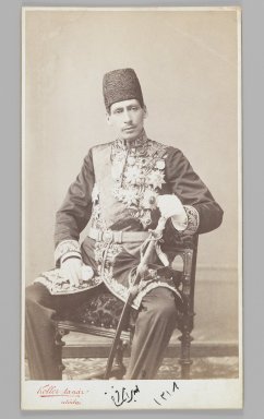  <em>Moaven al-Dowleh's Younger Brother, One of 274 Vintage Photographs</em>, 1900. Albumen silver photograph, Photo: 7 1/2 x 4 5/16 in.  (19.1 x 11.0 cm);. Brooklyn Museum, Purchase gift of Leona Soudavar in memory of Ahmad Soudavar, 1997.3.82 (Photo: Brooklyn Museum, 1997.3.82_IMLS_PS3.jpg)