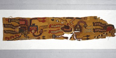 Paracas. <em>Fragment of Mantle or Poncho</em>, 100 B.C.E.–200 C.E. Camelid fibers, 4 5/8 x 22 1/2 in. (11.7 x 57.2 cm). Brooklyn Museum, Gift of Morris de Camp Crawford, Jr., 1997.56.2. Creative Commons-BY (Photo: Brooklyn Museum, 1997.56.2_SL1.jpg)