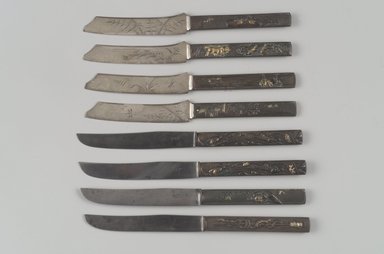 Gorham Manufacturing Company (1865–1961). <em>Fruit Knife, One of Set of Six</em>, ca. 1880. Silver, bronze, gilding, 3/16 x 7 3/4 x 7/8 in. (0.5 x 19.7 x 2.2 cm). Brooklyn Museum, H. Randolph Lever Fund, 1997.66.2. Creative Commons-BY (Photo: Brooklyn Museum, 1997.66.10-13_1997.66.2_1997.66.4_1997.66.5_1997.66.6.jpg)