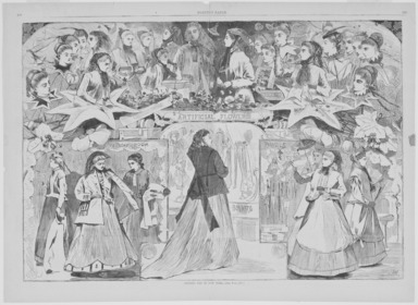 Winslow Homer (American, 1836-1910). <em>Opening Day in New York</em>, 1868. Wood engraving, Image: 13 5/8 x 20 1/8 in. (34.6 x 51.1 cm). Brooklyn Museum, Gift of Harvey Isbitts, 1998.105.105 (Photo: Brooklyn Museum, 1998.105.105_bw_SL3.jpg)