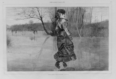 Winslow Homer (American, 1836-1910). <em>Cutting a Figure</em>, 1871. Wood engraving, Image: 12 7/8 x 19 7/8 in. (32.7 x 50.5 cm). Brooklyn Museum, Gift of Harvey Isbitts, 1998.105.167 (Photo: Brooklyn Museum, 1998.105.167_bw.jpg)