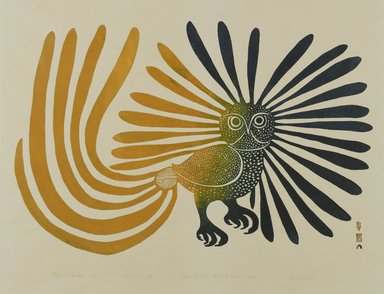 Kenojuak Ashevak (Inuit, 1927-2013). <em>The Enchanted Owl</em>, 1960. Stone cut on paper, Sheet: 21 1/8 x 26 in. (53.7 x 66 cm). Brooklyn Museum, Gift of George Klauber, 1998.122. © artist or artist's estate (Photo: Brooklyn Museum, 1998.122_PS1.jpg)