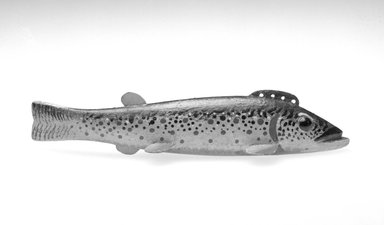 Oscar Peterson. <em>Fish Decoy, Trout</em>, 20th century. Painted wood, metals, 7 x 1 7/8 x 1 1/2 in.  (17.8 x 4.8 x 3.8 cm). Brooklyn Museum, Gift of the North American Fish Decoy Partners, 1998.148.17. Creative Commons-BY (Photo: Brooklyn Museum, 1998.148.17_bw.jpg)