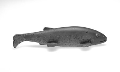 Harry Seymour. <em>Fish Decoy</em>, ca. 1880. Painted wood, metals, leather, 7 3/8 x 2 3/8 x 1 3/4 in.  (18.7 x 6.0 x 4.4 cm). Brooklyn Museum, Gift of the North American Fish Decoy Partners, 1998.148.18. Creative Commons-BY (Photo: Brooklyn Museum, 1998.148.18_bw.jpg)