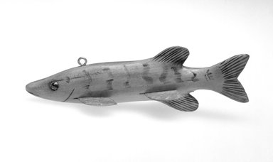  <em>Fish Decoy</em>, 20th century. Painted wood, metals, plastic
, 6 5/8 x 2 x 2 in.  (16.8 x 5.1 x 5.1 cm). Brooklyn Museum, Gift of the North American Fish Decoy Partners, 1998.148.40. Creative Commons-BY (Photo: Brooklyn Museum, 1998.148.40_bw.jpg)
