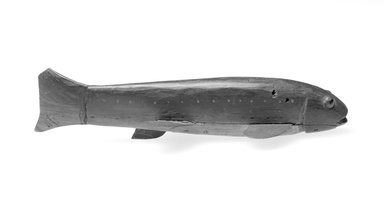 <em>Fish Decoy</em>, ca. 1900. Painted wood, metals, leather, 7 1/4 x 1 3/8 x 2 1/4 in.  (18.4 x 3.5 x 5.7 cm). Brooklyn Museum, Gift of the North American Fish Decoy Partners, 1998.148.50. Creative Commons-BY (Photo: Brooklyn Museum, 1998.148.50_bw.jpg)