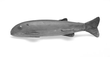  <em>Fish Decoy</em>, 20th century. Painted wood, metals, 2 5/8 x 6 7/8 x 2 3/8 in.  (6.7 x 17.5 x 6 cm). Brooklyn Museum, Gift of the North American Fish Decoy Partners, 1998.148.54. Creative Commons-BY (Photo: Brooklyn Museum, 1998.148.54_bw.jpg)