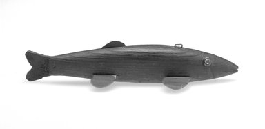  <em>Fish Decoy</em>, 20th century. Painted wood, metal, leather, 7 x 1 3/8 x 2 3/4 in.  (17.8 x 3.5 x 7.0 cm). Brooklyn Museum, Gift of the North American Fish Decoy Partners, 1998.148.58. Creative Commons-BY (Photo: Brooklyn Museum, 1998.148.58_bw.jpg)