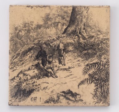 International Tile Company. <em>Tile</em>, 1882–1888. Earthenware, 3/8 x 6 x 6 in. (1 x 15.2 x 15.2 cm). Brooklyn Museum, Gift of Susan I. Padwee in honor of Dr. Barry R. Harwood, 1998.149.2. Creative Commons-BY (Photo: Brooklyn Museum, 1998.149.2.jpg)