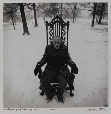 Arthur Tress (American, born 1940). <em>Last Portrait of My Father, Riverside Park, N.Y.</em>, 1978. Gelatin silver photograph on fiber based paper, sheet: 20 x 16 in. (50.7 x 40.6 cm). Brooklyn Museum, Purchased with funds given by the Horace W. Goldsmith Foundation and Karen B. Cohen, 1998.71. © artist or artist's estate (Photo: Brooklyn Museum, 1998.71_PS20.jpg)