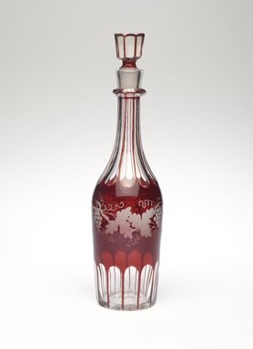European. <em>Decanter and Stopper</em>, ca. 19th century. Glass, 12 7/8 x 3 1/2 x 3 1/2 in.  (32.7 x 8.9 x 8.9 cm). Brooklyn Museum, Gift of Hattie Forgang, 1998.92.1a-b. Creative Commons-BY (Photo: Brooklyn Museum, 1998.92.1a-b_PS9.jpg)