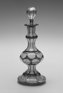  <em>Decanter and Stopper</em>, ca. 19th century. Glass, 8 3/8 x 3 1/4 x 3 1/4 in.  (21.4 x 8.3 x 8.3 cm). Brooklyn Museum, Gift of Hattie Forgang, 1998.92.2a-b. Creative Commons-BY (Photo: Brooklyn Museum, 1998.92.2a-b_bw.jpg)