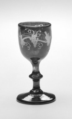  <em>Footed Glass</em>, ca. 19th century. Glass, 2 7/8 x 1 1/2 x 1 1/2 in. (7.3 x 3.8 x 3.8 cm). Brooklyn Museum, Gift of Hattie Forgang, 1998.92.7. Creative Commons-BY (Photo: Brooklyn Museum, 1998.92.7_bw.jpg)