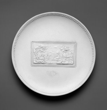 Artisans of Richard-Ginori (Italian, founded Doccia, 1737). <em>Plate</em>, ca. 1949. Earthenware, 1 x 8 3/4 x 8 3/4 in.  (2.5 x 22.2 x 22.2 cm). Brooklyn Museum, Gift of the Estate of Miriam Godofsky, 1999.106.6. Creative Commons-BY (Photo: Brooklyn Museum, 1999.106.6_bw.jpg)